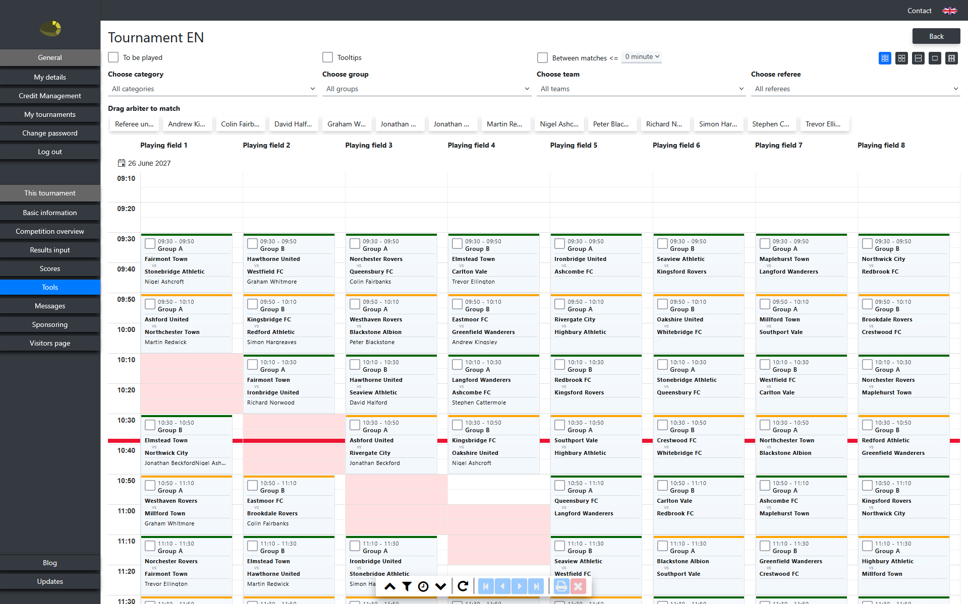 meutorneio.info match planning with multiple fields and referees